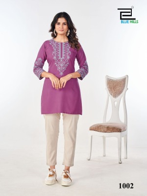 Gossip by Blue hills reyon neck embroidered short top collection  western wear catalogs