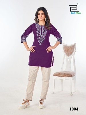 Gossip by Blue hills reyon neck embroidered short top collection  western wear catalogs