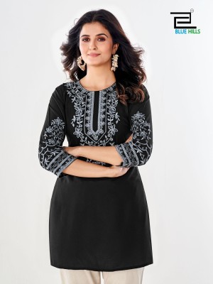 Gossip by Blue hills reyon neck embroidered short top collection  western wear catalogs