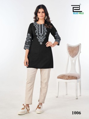 Gossip by Blue hills reyon neck embroidered short top collection  western wear catalogs