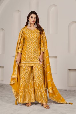 Gotakari by Gulzar Premium Chinon  pure gotakari mirror work sharara suit collection at low price fancy sharara suit Catalogs