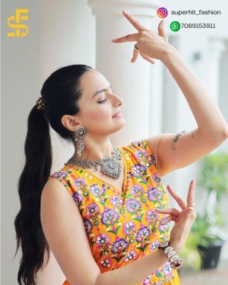 Gown love 9258 Yellow Colour Navratri Rayon Gown with Kutchi Gamthi Thread Embroidery And Mirror Work Wholesale gowns