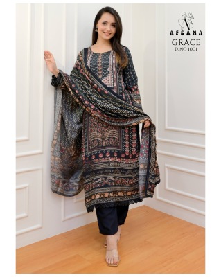 Grace by Afsana muslin digital printed readymade Pakistani suit catalogue at affordable rate readymade suit catalogs