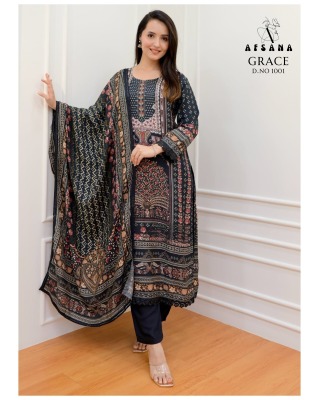 Grace by Afsana muslin digital printed readymade Pakistani suit catalogue at affordable rate readymade suit catalogs