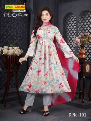 Green Tomato Flora Aaliya cut wholesale Kurti Surat  Master