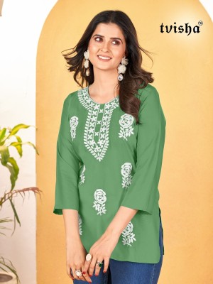 Gulab by Tvisha heavy reyon Neck Embroidered Western top catalogue at amaviexpo  western wear catalogs