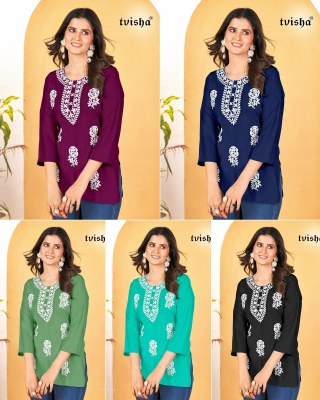 Gulab by Tvisha heavy reyon Neck Embroidered Western top catalogue at amaviexpo  western wear catalogs