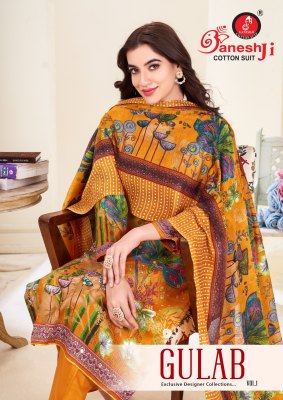 Gulab vol 1 by Ganeshji pure Heavy Soft Cotton aari work unstitched suit catalogue with affordable rate wholesale catalogs