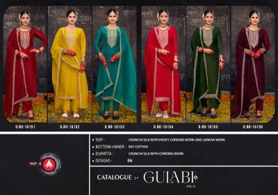 Gulabi Vol 2 by Triple A Crunchi Silk Heavy work unstitched suit catalogue at low rate salwar kameez catalogs