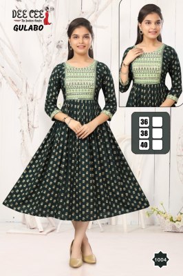 Gulabo by Deecee reyon heavy printed flared long kurti catalogue kurtis catalogs