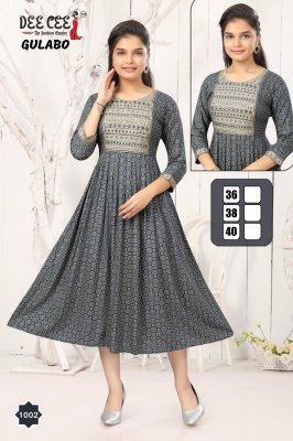 Gulabo by Deecee reyon heavy printed flared long kurti catalogue kurtis catalogs