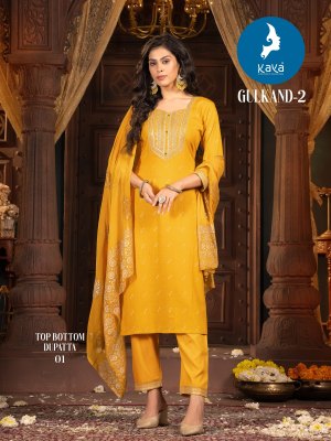 Gulkand 2 by kaya reyon jacquard straight kurti pant and dupatta collection   Kaya kurti