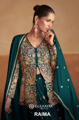 Gulkayra Designer Raima Real Chinon Silk Embroidered  Suit Set Top, Plazzo And Dupatta Wholesale wholesale catalogs