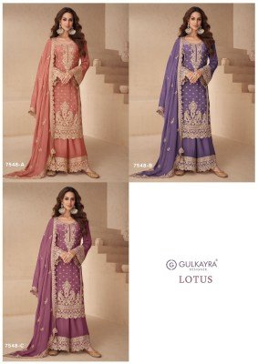 Gulkayra Exclusive Lotus Top Suit Real Chinon Fabric, Dupatta And Palazzo with Handwork Wholesale  kurtis catalogs