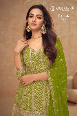 Gulkayra Palak Vol 5     Designer Chinon Kurta Set with Dupatta And Plazoo Premium Stitched Collection Wholesale Kurtis catalogs Single