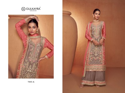 Gulkayra designer by Saheli real chinon embroidered fancy sharara suit catalogue at low rate fancy sharara suit Catalogs