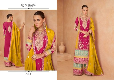 Gulkayra designer by Varnika designer real chinon fancy sharara suit catalogue at amaviexpo readymade suit catalogs