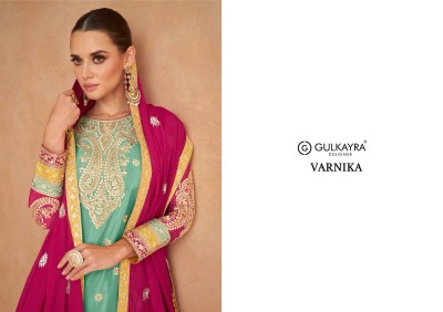 Gulkayra designer by Varnika designer real chinon fancy sharara suit catalogue at amaviexpo readymade suit catalogs