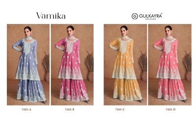 Gulkayra designer presenting vamika real silk embroidery work fancy sharara suit catalog at wholesale price  fancy sharara suit Catalogs