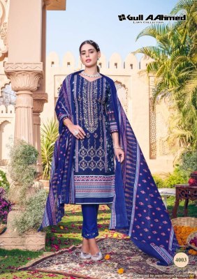 Gull A ahmed by bin saeed vol 4 pure lawn cotton unstitched dress material catalogue at low rate salwar kameez catalogs