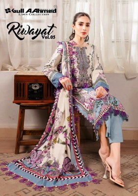 Gull aahmed by riwayat vol 5 Pure lawn cotton pakisatani suit catalogue at amaviexpo Gull Ahamed