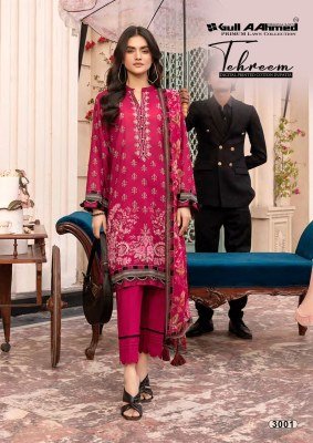 GullaAhmed Tehreem Vol 3 Exclusive Pakistani Karachi Kurti  Pant  and Dupatta in pure lawn cotton with printed Wholesale Karachi suits catalogs
