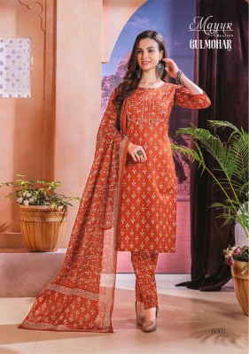 Gulmohar vol 6 by Mayur creation Designer Fully stitched pure cotton kurti pant and dupatta catalogue at affordable rate readymade suit catalogs