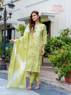 Gulnaaz by Ossm Premium Flex Print embroidered kurti pant and dupatta catalogue at affordable rate readymade suit catalogs