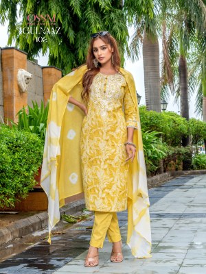 Gulnaaz by Ossm Premium Flex Print embroidered kurti pant and dupatta catalogue at affordable rate readymade suit catalogs