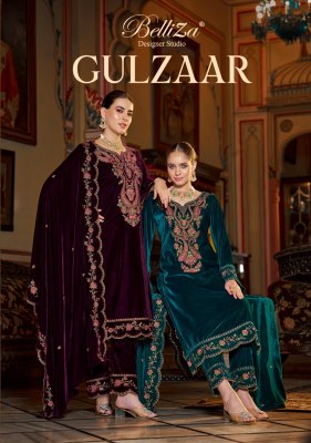 Gulzaar by Belliza pure velvet heavy embroidered designer Pakistani suit catalogue at amavi expo pakistani suit catalogs