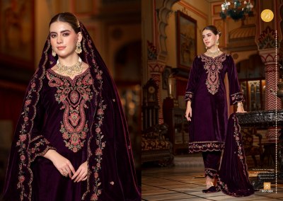 Gulzaar by Belliza pure velvet heavy embroidered designer Pakistani suit catalogue at amavi expo pakistani suit catalogs