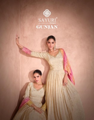 Gunjan by Sayuri Designer Pure Simar Silk Embroidered Exclusive Gown with Dupatta catalogue at low price wholesale catalogs