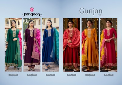 Gunjan vol 2 by Rangoon Silk With Fancy Embroidered Anarkali Style Catalogue At Affordable rate fancy Anarkali suit catalogs