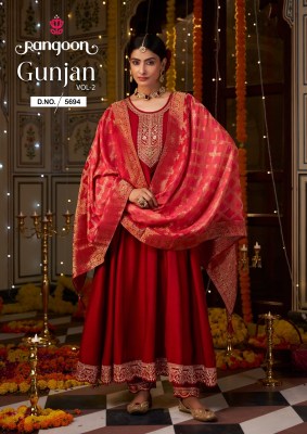 Gunjan vol 2 by Rangoon Silk With Fancy Embroidered Anarkali Style Catalogue At Affordable rate fancy Anarkali suit catalogs