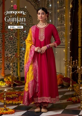 Gunjan vol 2 by Rangoon Silk With Fancy Embroidered Anarkali Style Catalogue At Affordable rate fancy Anarkali suit catalogs