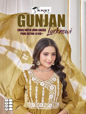 Gunjan vol 2 fancy flair embroidered top bottom and dupatta catalogue at affordable rate kurti pant with dupatta Catalogs