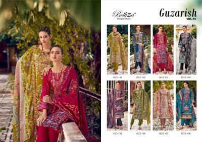 Guzarish vol 19 by Belliza Pure Cotton Digital printed Embroidered unstitched suit collection dress material catalogs