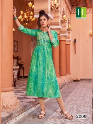 H DOT by HIRWA presents latest Catalog shibori vol 5 Naira Cut Festive Wear Kurtis with Embroidery Work at wholesale rate kurtis catalogs