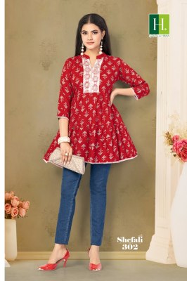 H Dot by Hirwa present shefali vol 3 heavy reyon procian prints with foil print short tunic catalogue  western wear