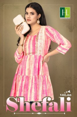 H Dot by Hirwa present shefali vol 3 heavy reyon procian prints with foil print short tunic catalogue  western wear