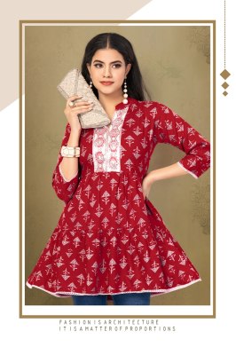 H Dot by Hirwa present shefali vol 3 heavy reyon procian prints with foil print short tunic catalogue  western wear