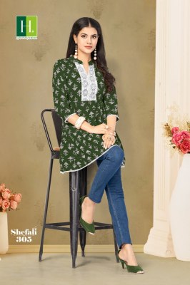 H Dot by Hirwa present shefali vol 3 heavy reyon procian prints with foil print short tunic catalogue  western wear