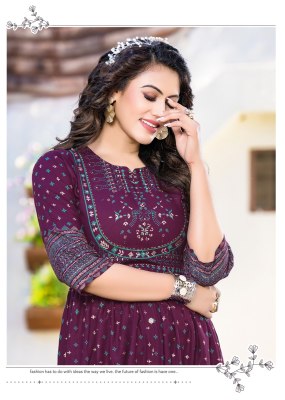 H dot Hirwa by Sunrise vol 2 heavy reyon ghera frock style kurti catalogue  kurtis catalogs