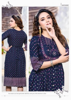 H dot Hirwa by Sunrise vol 2 heavy reyon ghera frock style kurti catalogue  kurtis catalogs