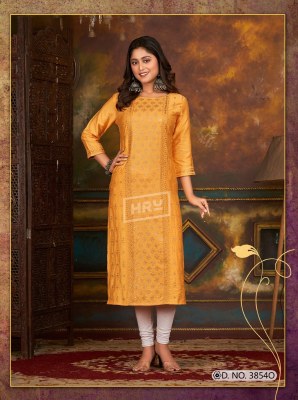 HRU by Glitter vol 87 fancy straight embroidered kurti catalogue at affordable rate  