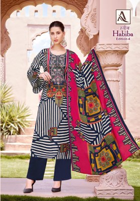 Habiba 4 by Alok suit Pure Zam Cotton pakistani printed unstitched dress material catalogue at low rate salwar kameez catalogs