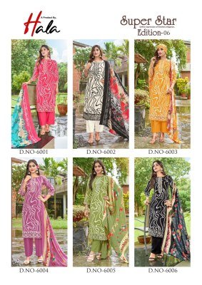Hala Superstar Vol 06 Exclusive Festive Unstitched Suit with Digital Print And Mal Mal Dupatta Wholesale dress material catalogs