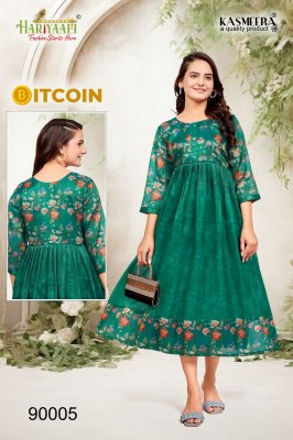 Hariyaali by Bitcoin tissu silk with digital printed kurti catalogue at affordable rate kurtis catalogs