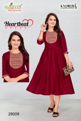 Hariyaali by Heartbeat vol 2 beautiful embroidered neck fancy kurti catalogue at affordable rate  Hariyaali Kurti 