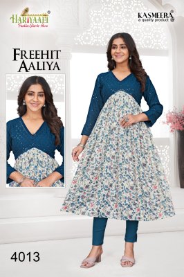 Hariyaali by freehit aaliya vol 4 by reyon shiffali aalia pattern kurti catalog at wholesale rate kurtis catalogs